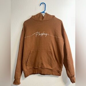 Playboy Brown Hoodie with White Script
